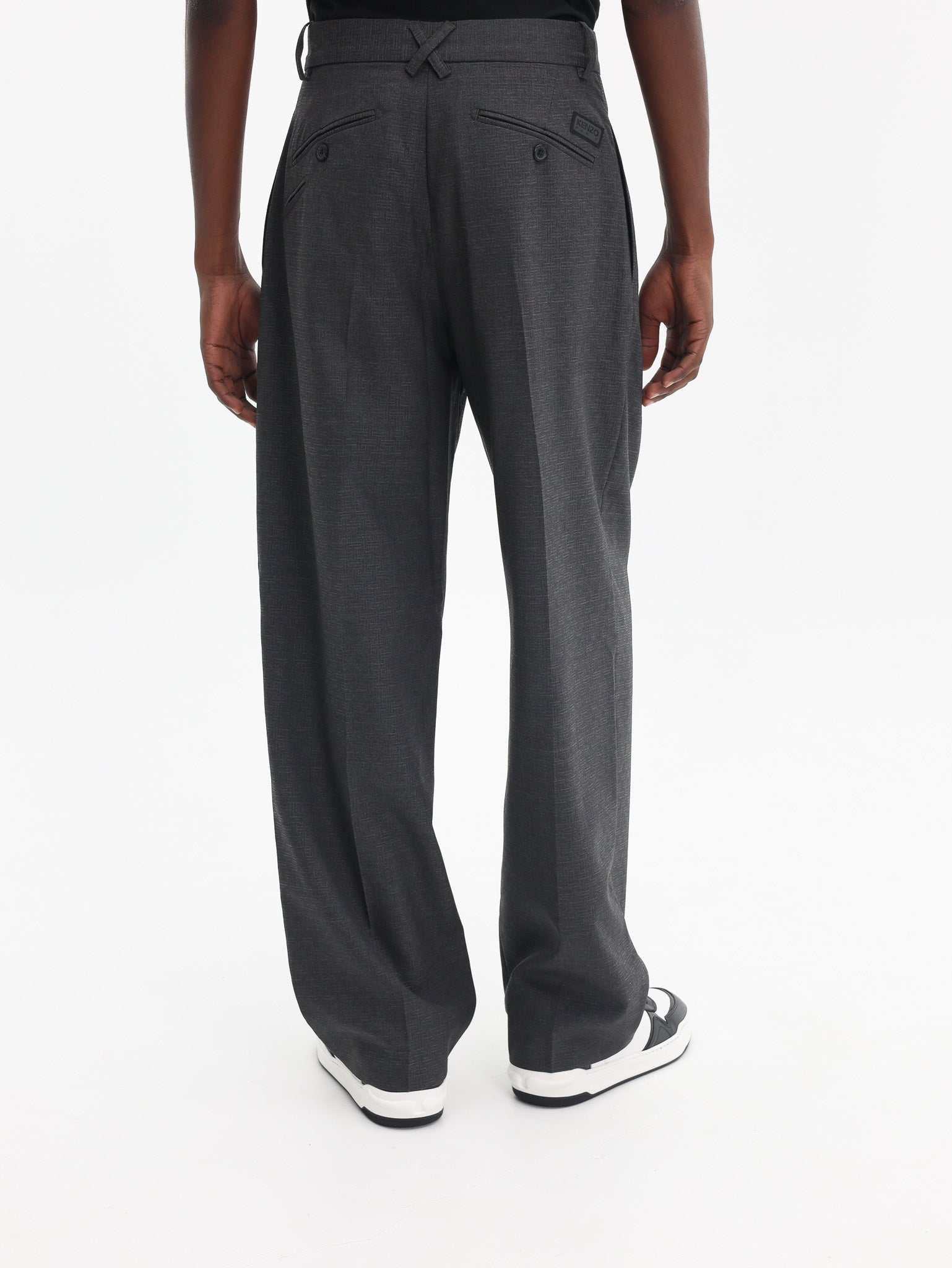 Kenzo Weave Pants Straight Tailored Wool Jacquard Taupe-AL Capone Premium