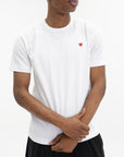 Comme Des Garcons T-Shirt Red Emblem Mesh White