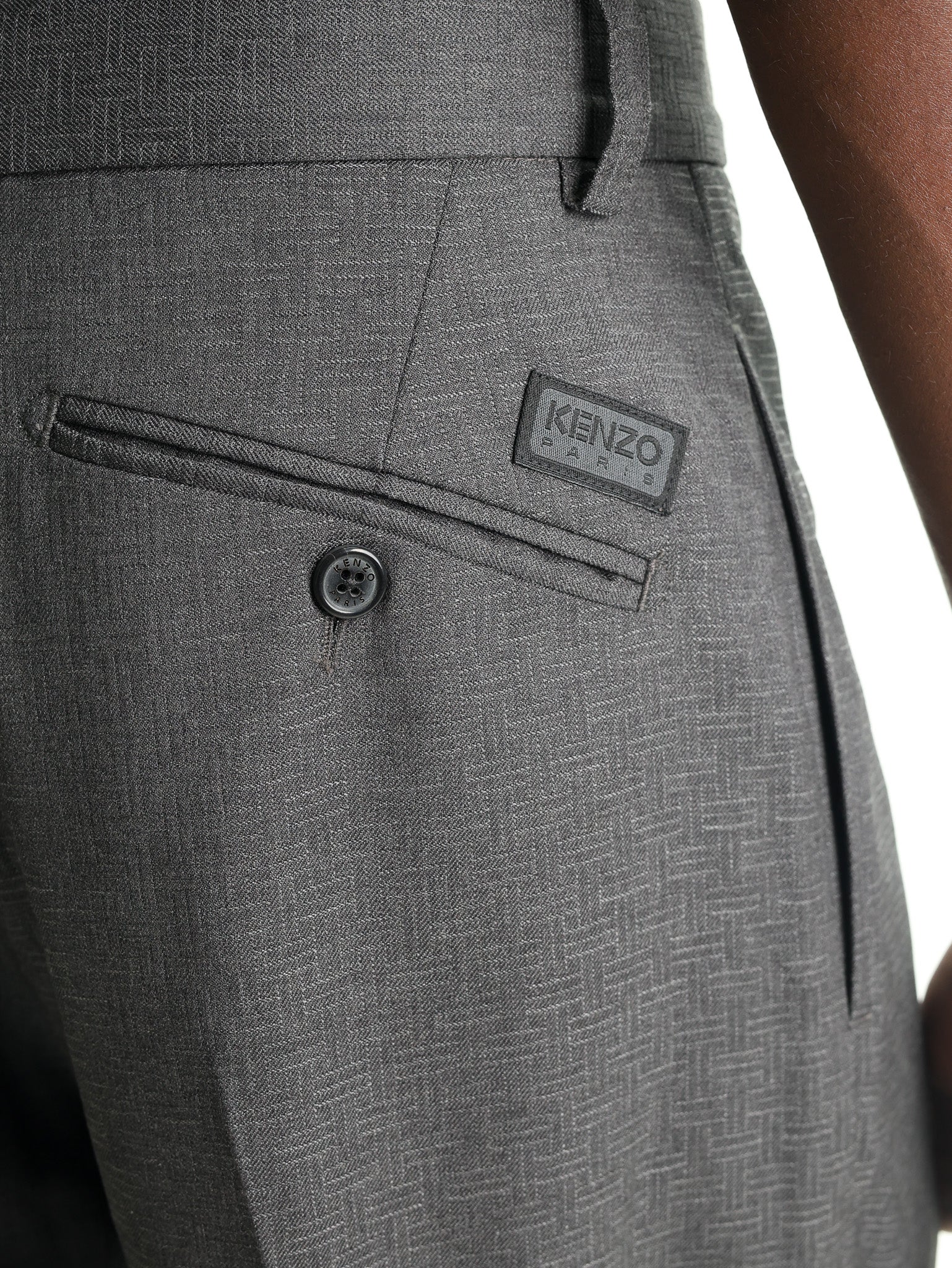 Kenzo Weave Pants Straight Tailored Wool Jacquard Taupe-AL Capone Premium
