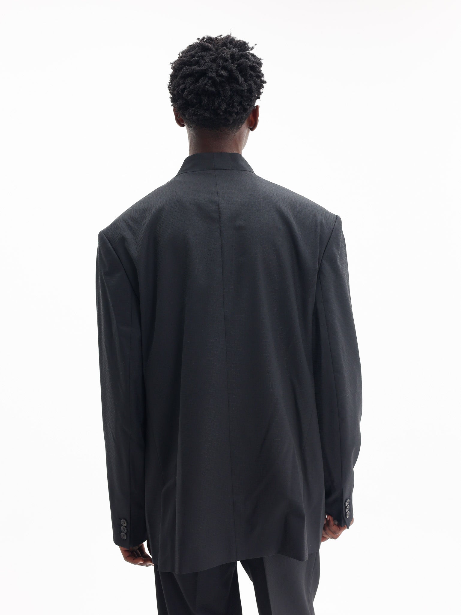 Kenzo Weave Blazer Tailored Wool Jacquard Black-AL Capone Premium