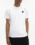 Comme Des Garcons T-Shirt Black Emblem Mesh White