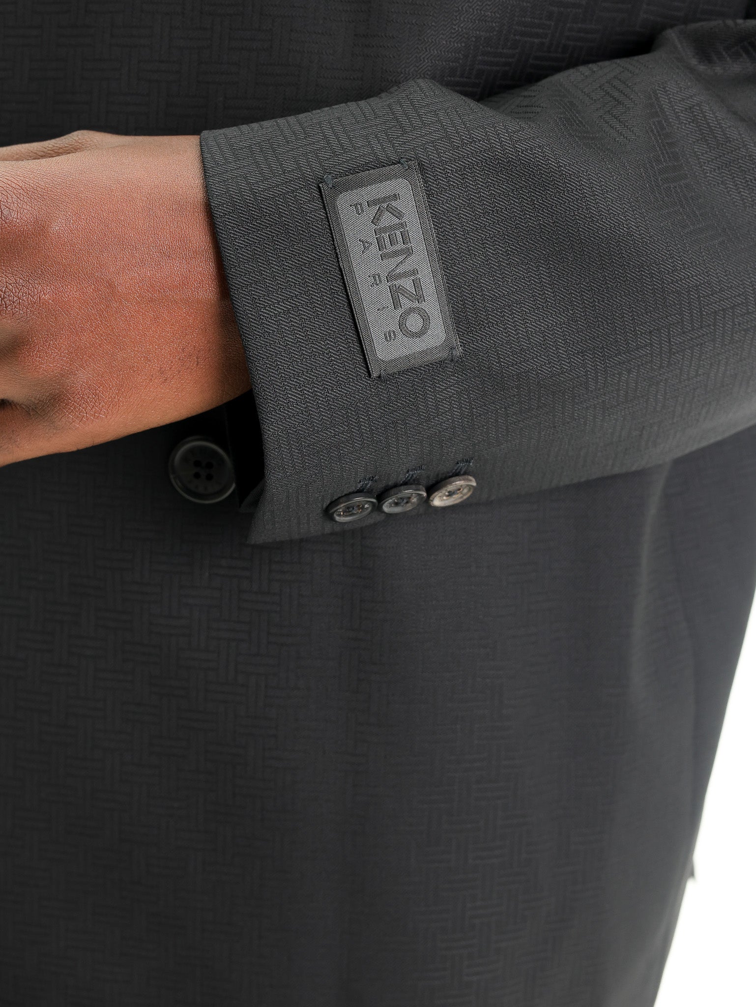 Kenzo Weave Blazer Tailored Wool Jacquard Black-AL Capone Premium
