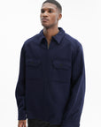 Kenzo Overshirt Woven Wool Navy