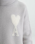 Ami Sweater Turtleneck Logo Grey