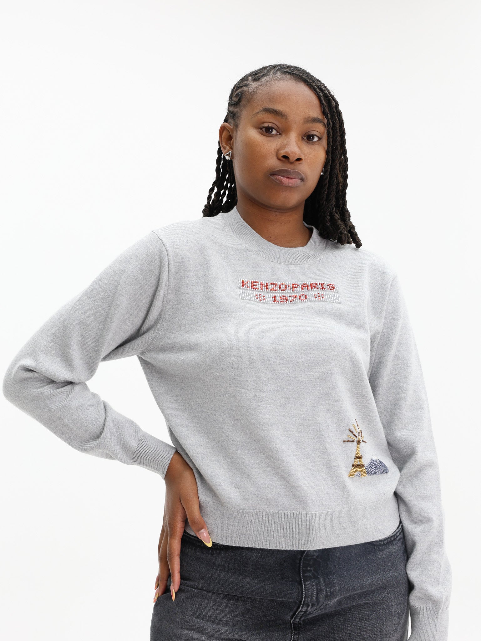 Kenzo Sweater Logo Pearl Grey - AL Capone Premium