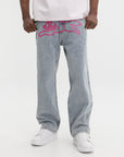 Ice-cream Pants Pink Dog Logo Light Wash
