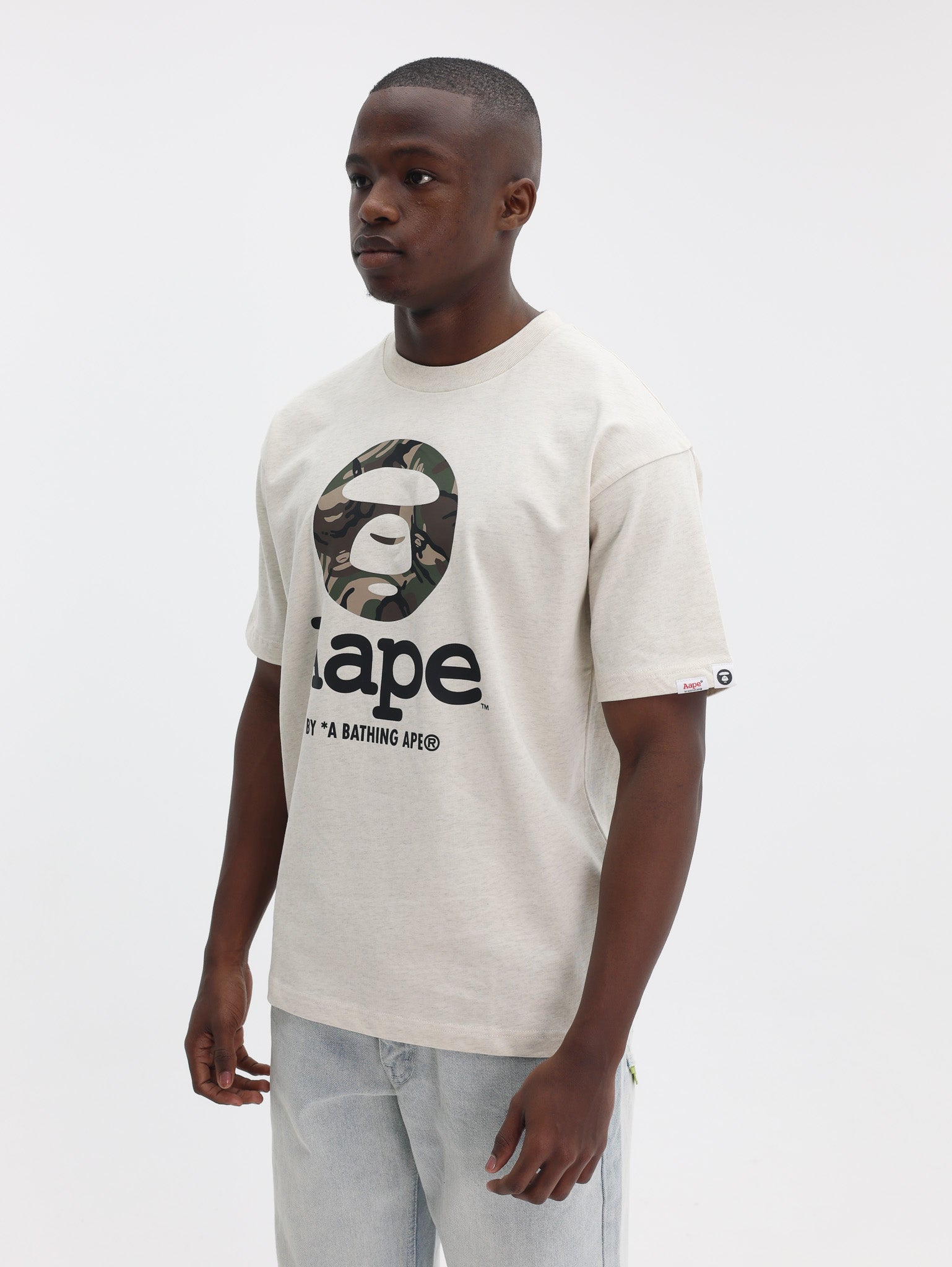 Aape T-Shirt Centre Logo Heather Beige-AL Capone Premium