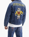 Ice-cream Jacket Red Embrioded Logo Medium Wash
