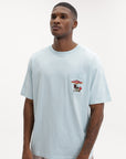 Drole De Monsieur T-Shirt Pocket Print Light Blue
