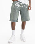 Ice-cream Shorts White Dog Logo Denim Vintage Wash
