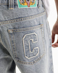Ice-cream Jeans Dog Embroided Logo Light Wash