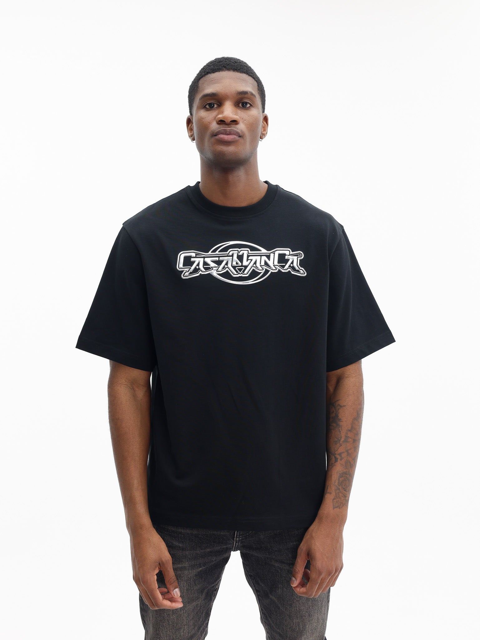 Casablanca T-Shirt Casa Chrome Black – AL Capone Premium Casablanca T-Shirt Casa Chrome Black – AL Capone Premium