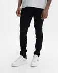 Purple Jeans Knee Slit Rinse Slim Black