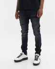 Purple Jeans Skinny Flock Dipped Black