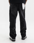 Purple Jeans Knee Slit Paint Black