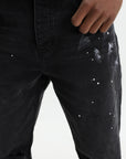 Purple Jeans Knee Slit Paint Black
