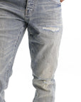 Purple Jeans Worn Slashed Paint Indigo