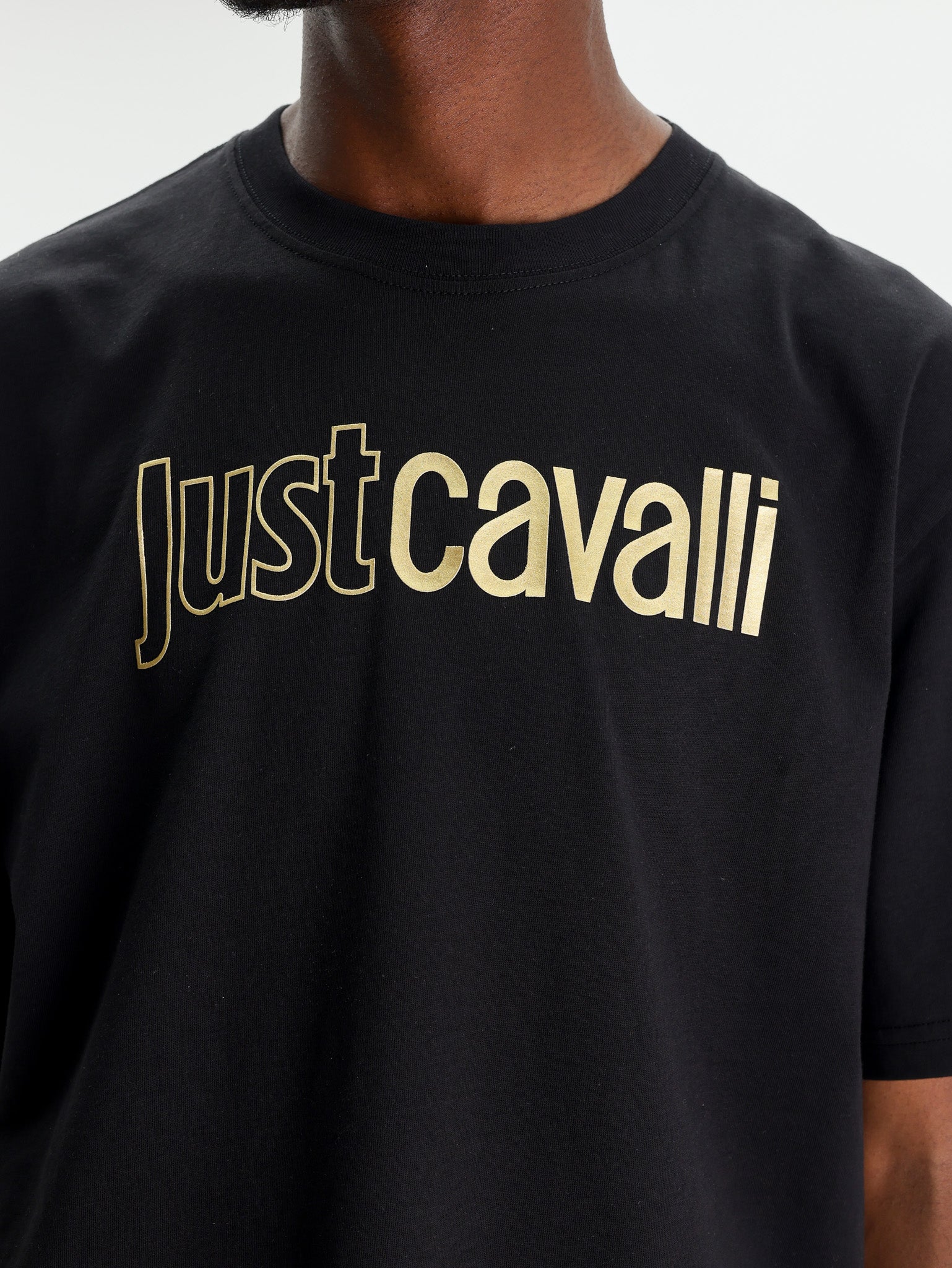 Just Cavalli T-Shirt Logo Gold Mat Black-AL Capone Premium