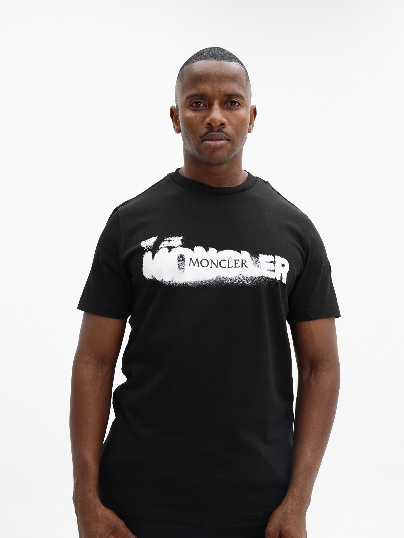 Moncler T-Shirt Smudge Logo Black - AL Capone Premium