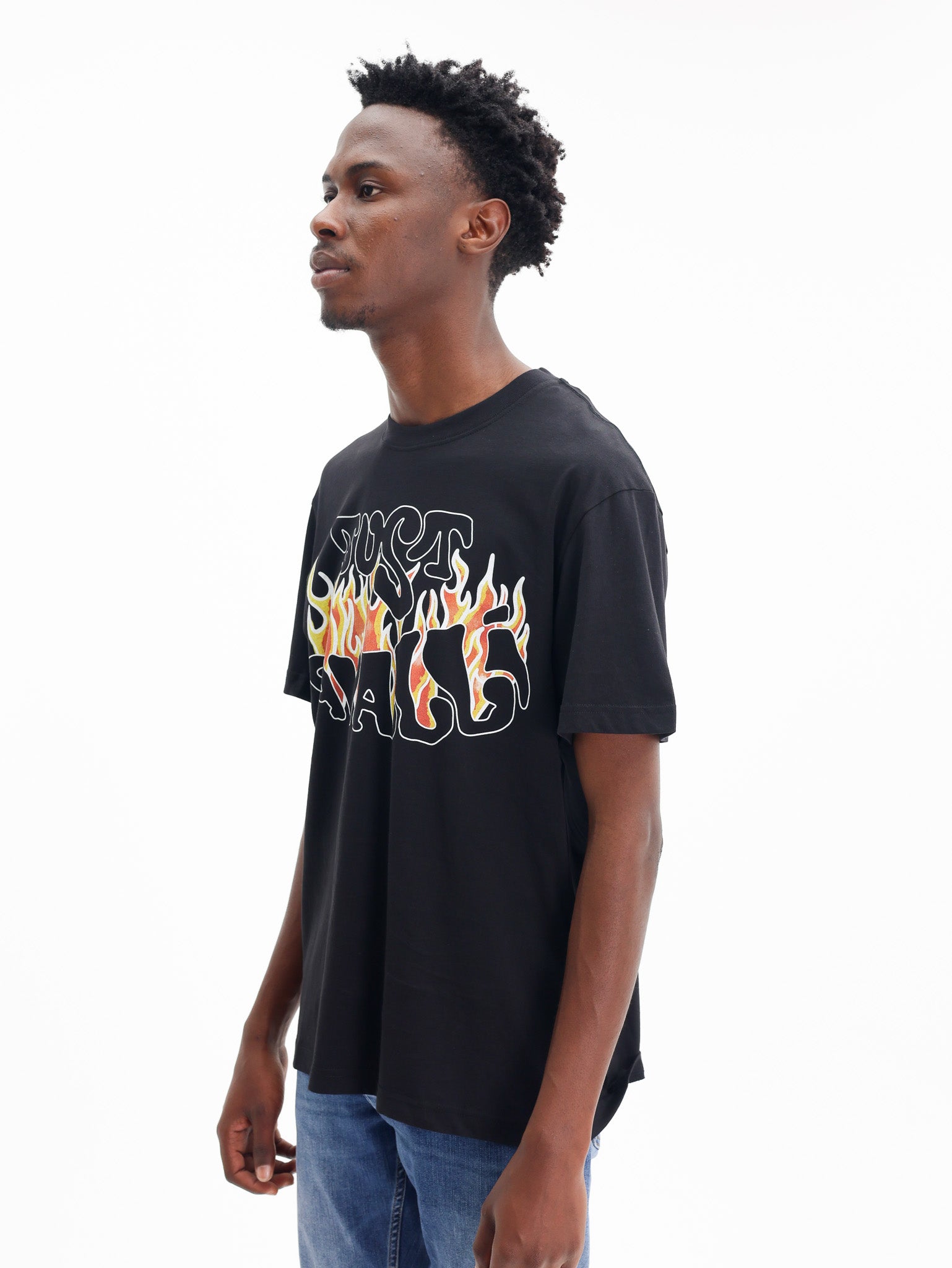 Just Cavalli T-Shirt Logo Flames Black-AL Capone Premium