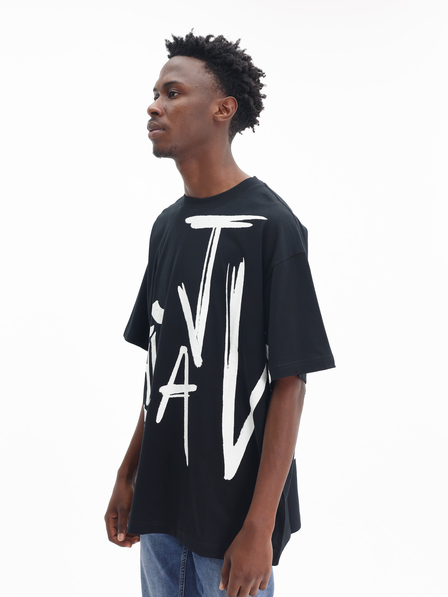 Just Cavalli T-Shirt Maxi Side Logo Black-AL Capone Premium