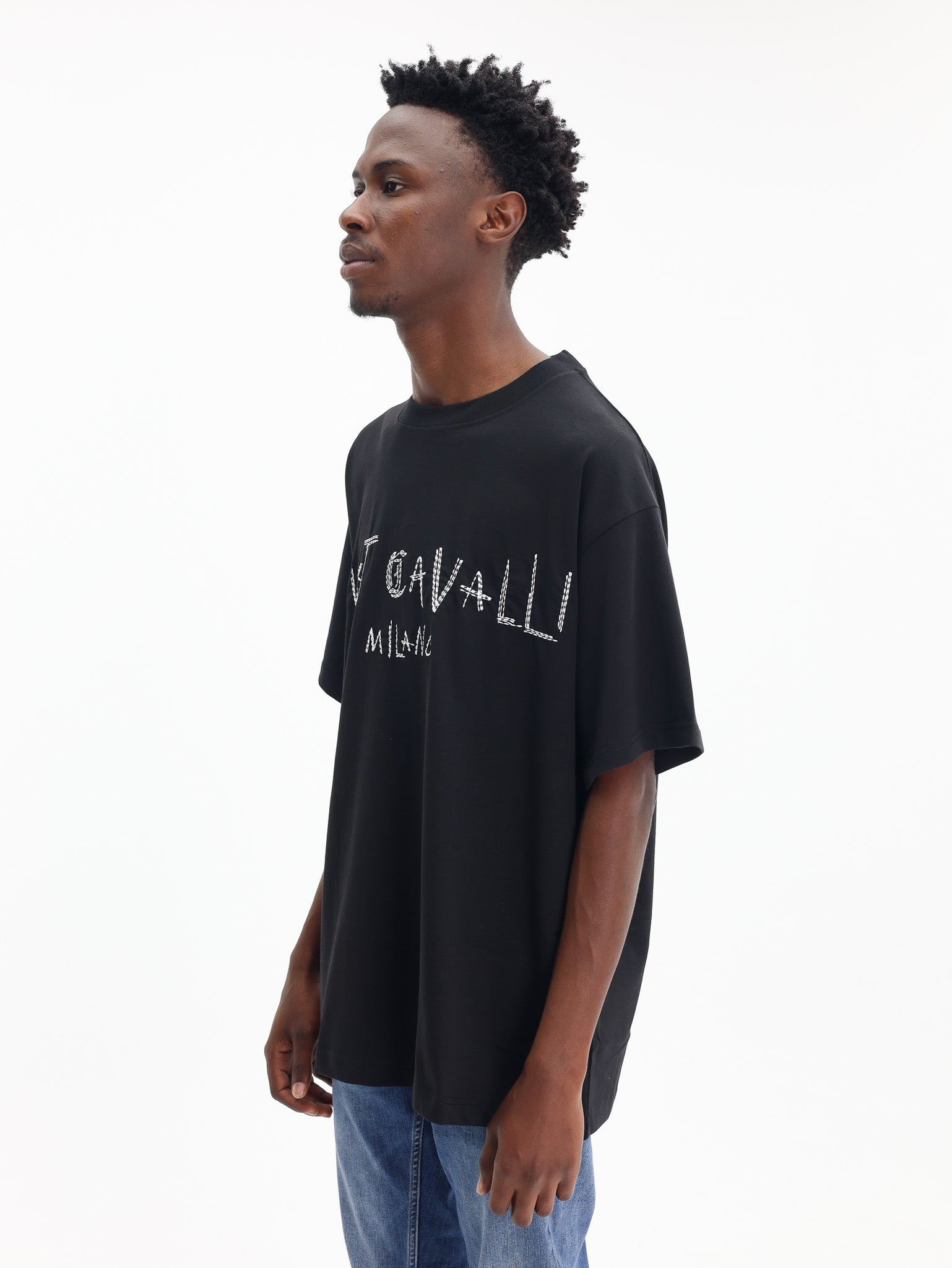 Just Cavalli T-Shirt Embroidery Logo Black-AL Capone Premium