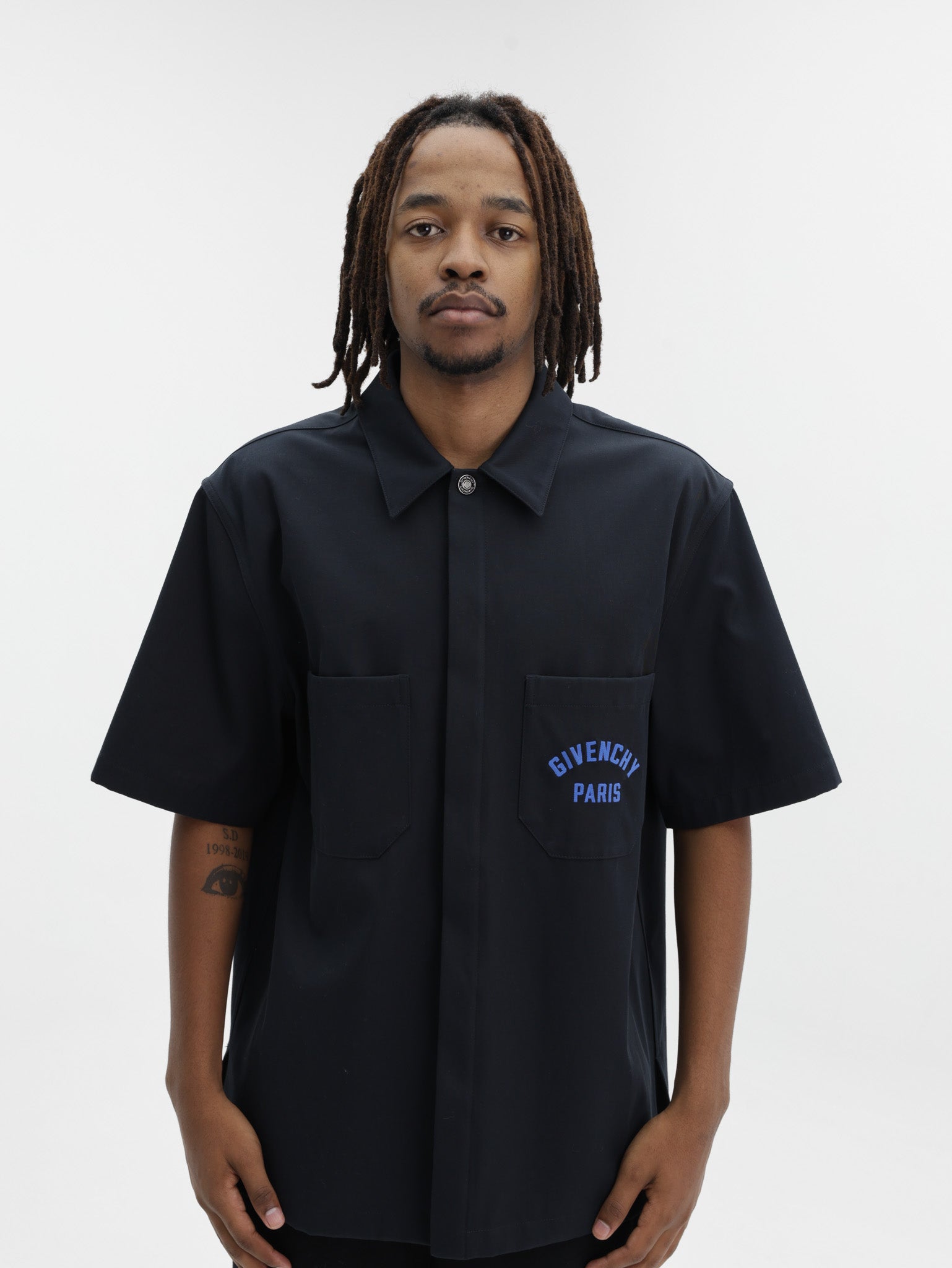 Givenchy Shirt Short Sleeve Logo Dark Blue – AL Capone Premium