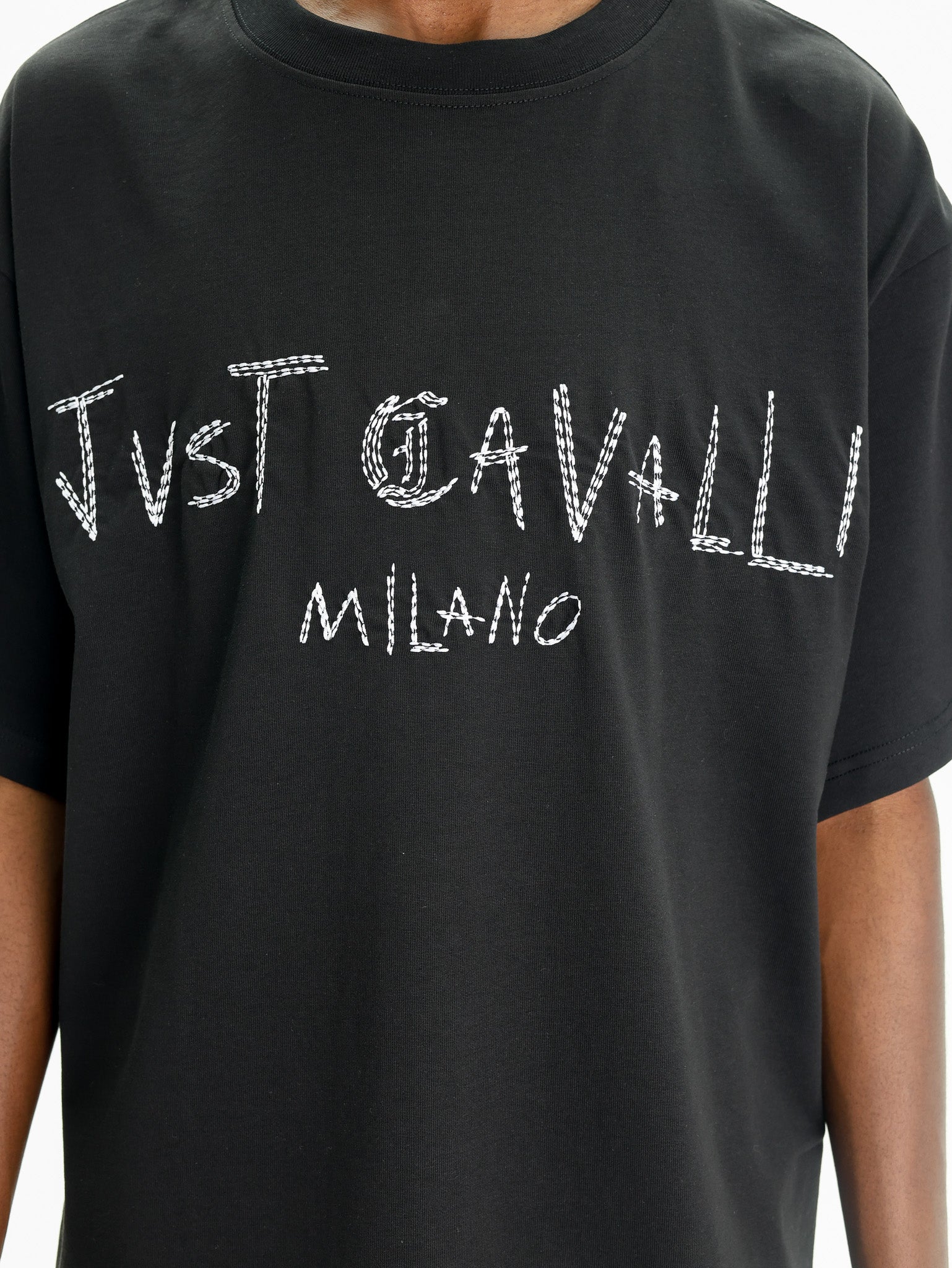 Just Cavalli T-Shirt Embroidery Logo Black-AL Capone Premium