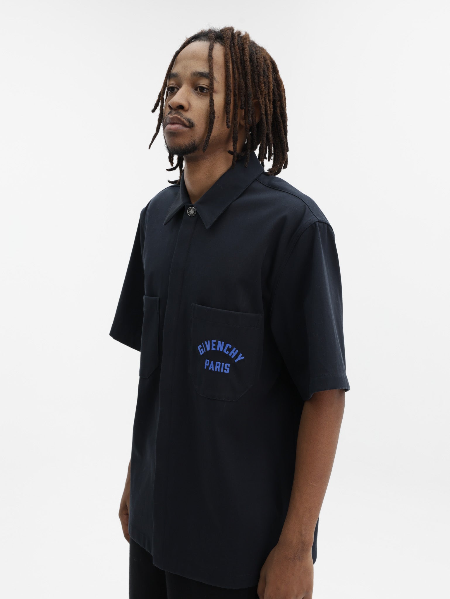 Givenchy Shirt Short Sleeve Logo Dark Blue – AL Capone Premium
