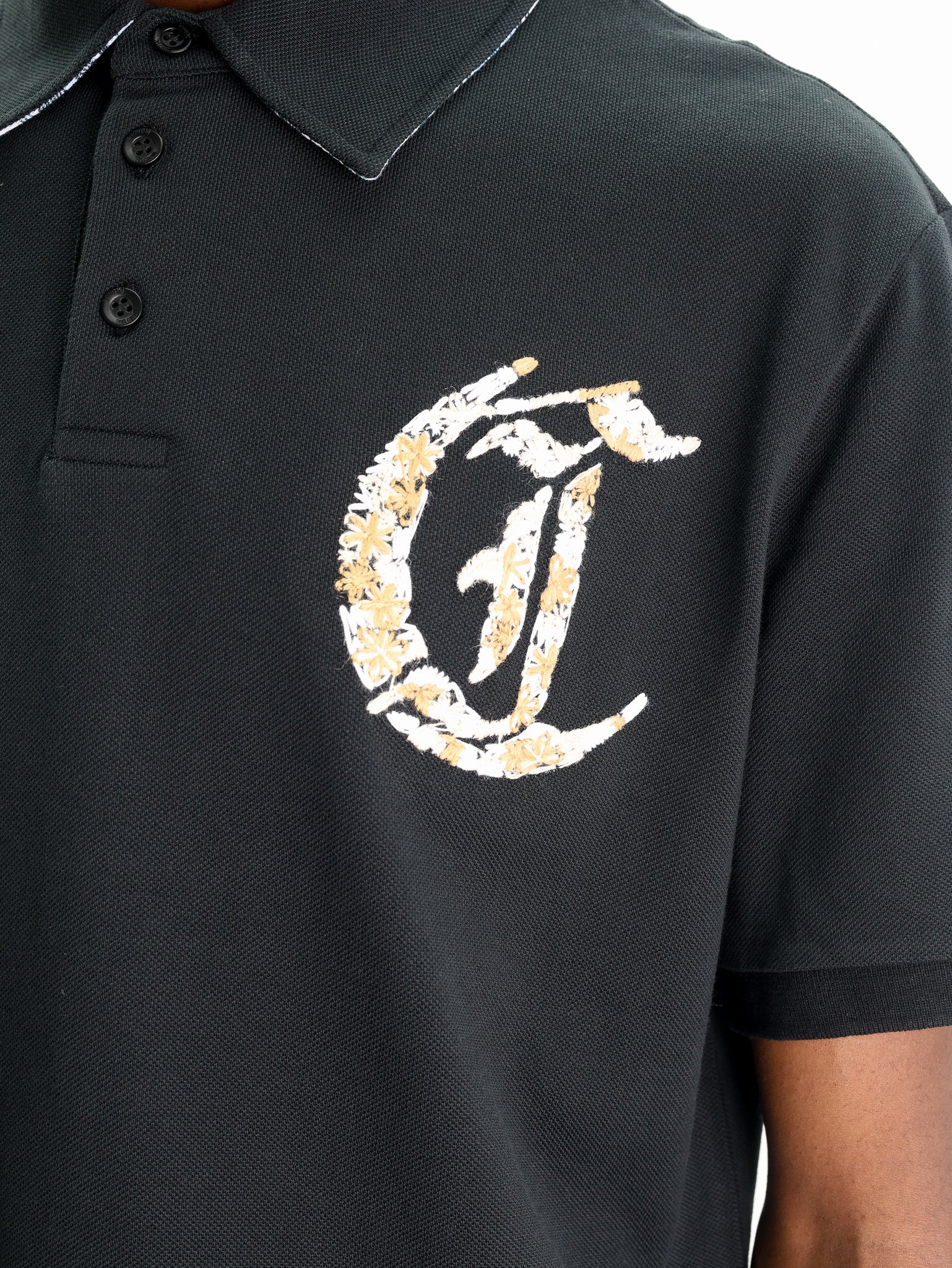 Just Cavalli Golfer Flower Embroidery Black-AL Capone Premium