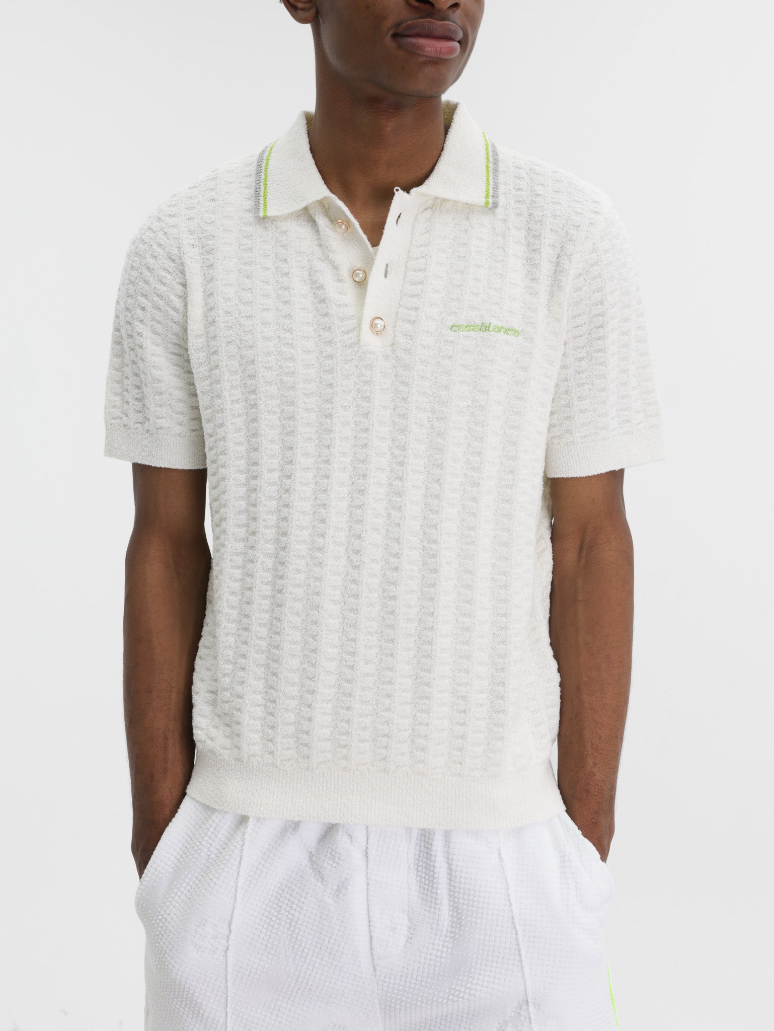 Casablanca Golfer Tennis Boucle Polo White - AL Capone Premium