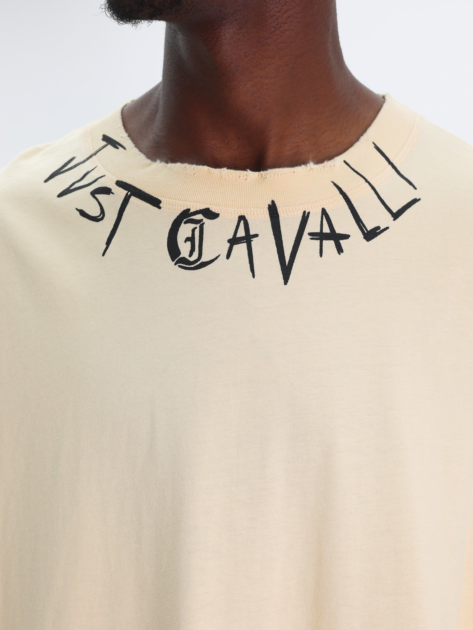 Just Cavalli T-Shirt Palm Neck Logo Cream-AL Capone Premium