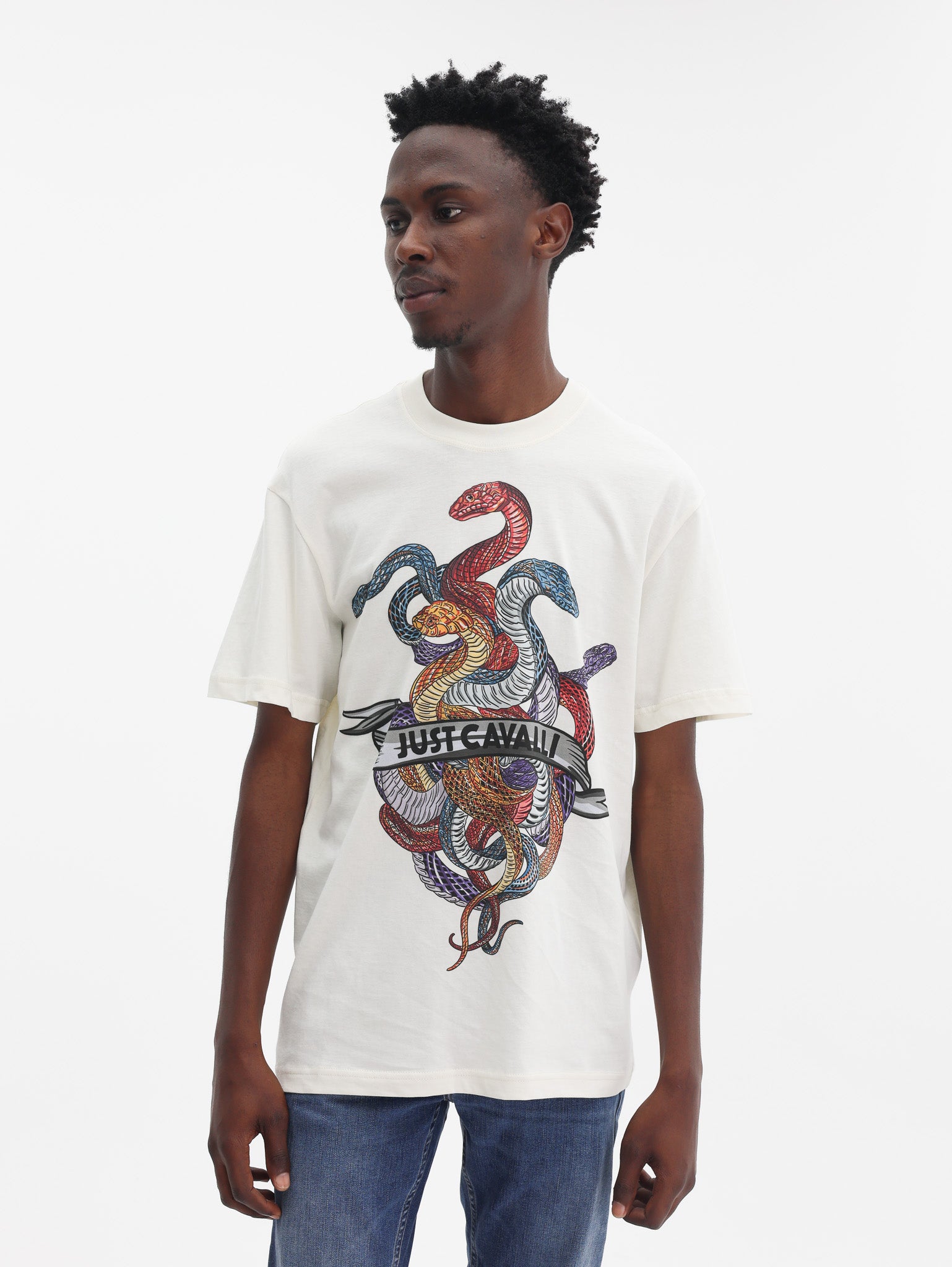 Just Cavalli T-Shirt Snake Heart White-Multi-AL Capone Premium