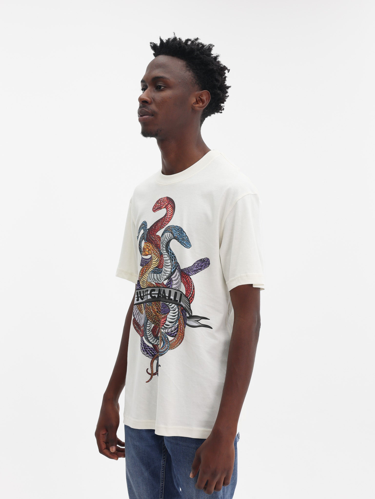 Just Cavalli T-Shirt Snake Heart White-Multi-AL Capone Premium