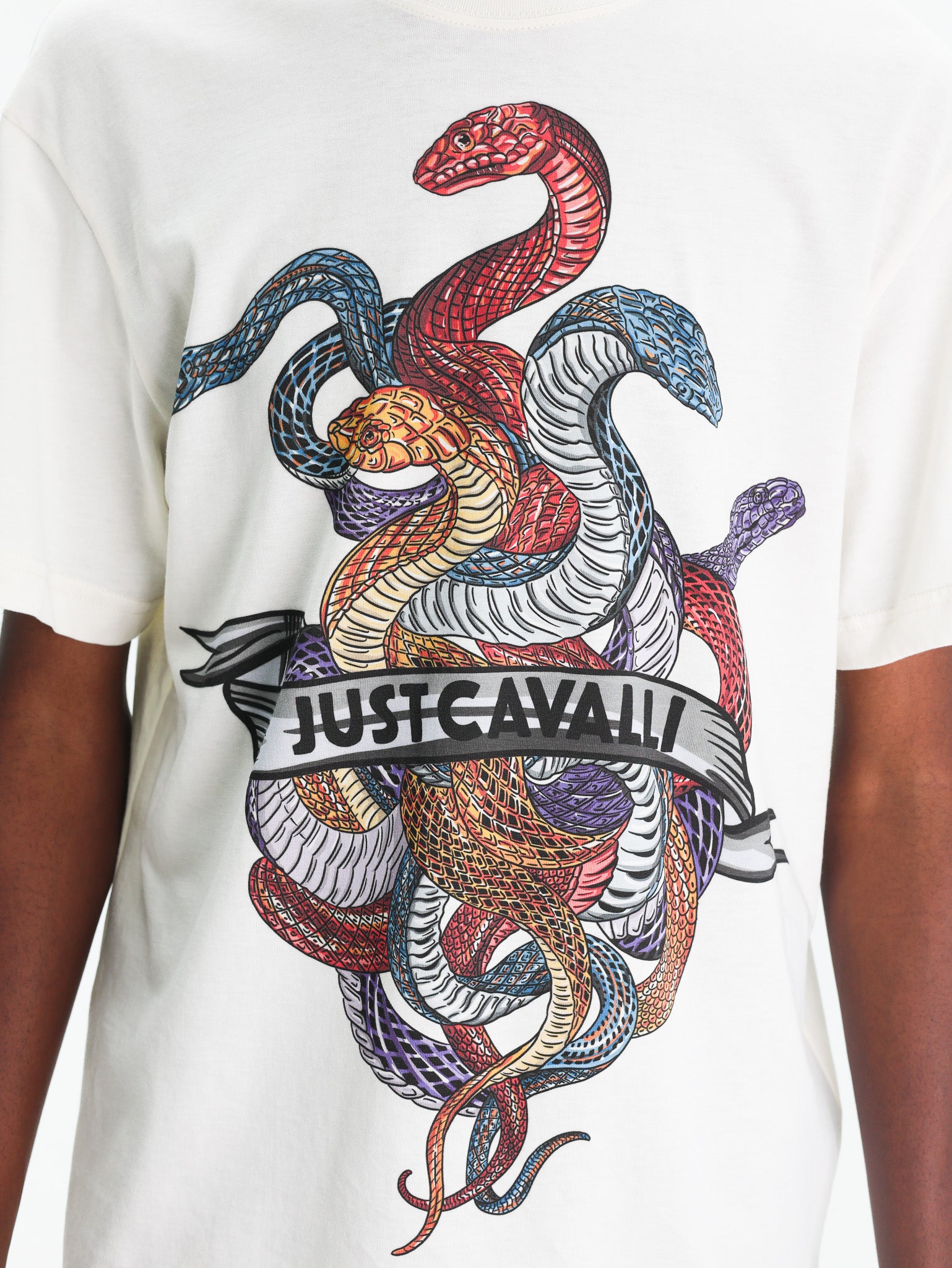 Just Cavalli T-Shirt Snake Heart White-Multi-AL Capone Premium