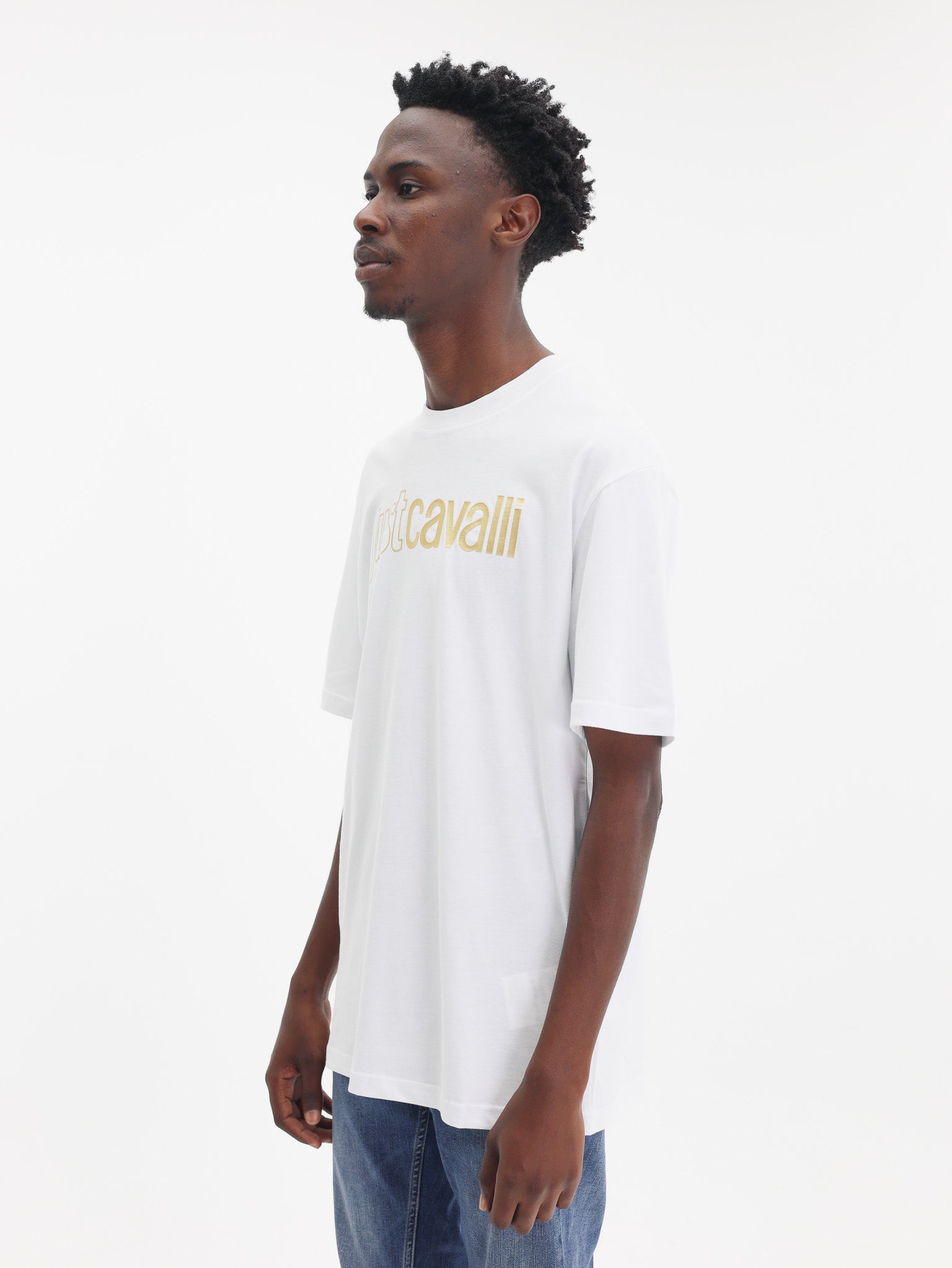 Just Cavalli T-Shirt Logo Gold Mat White-AL Capone Premium