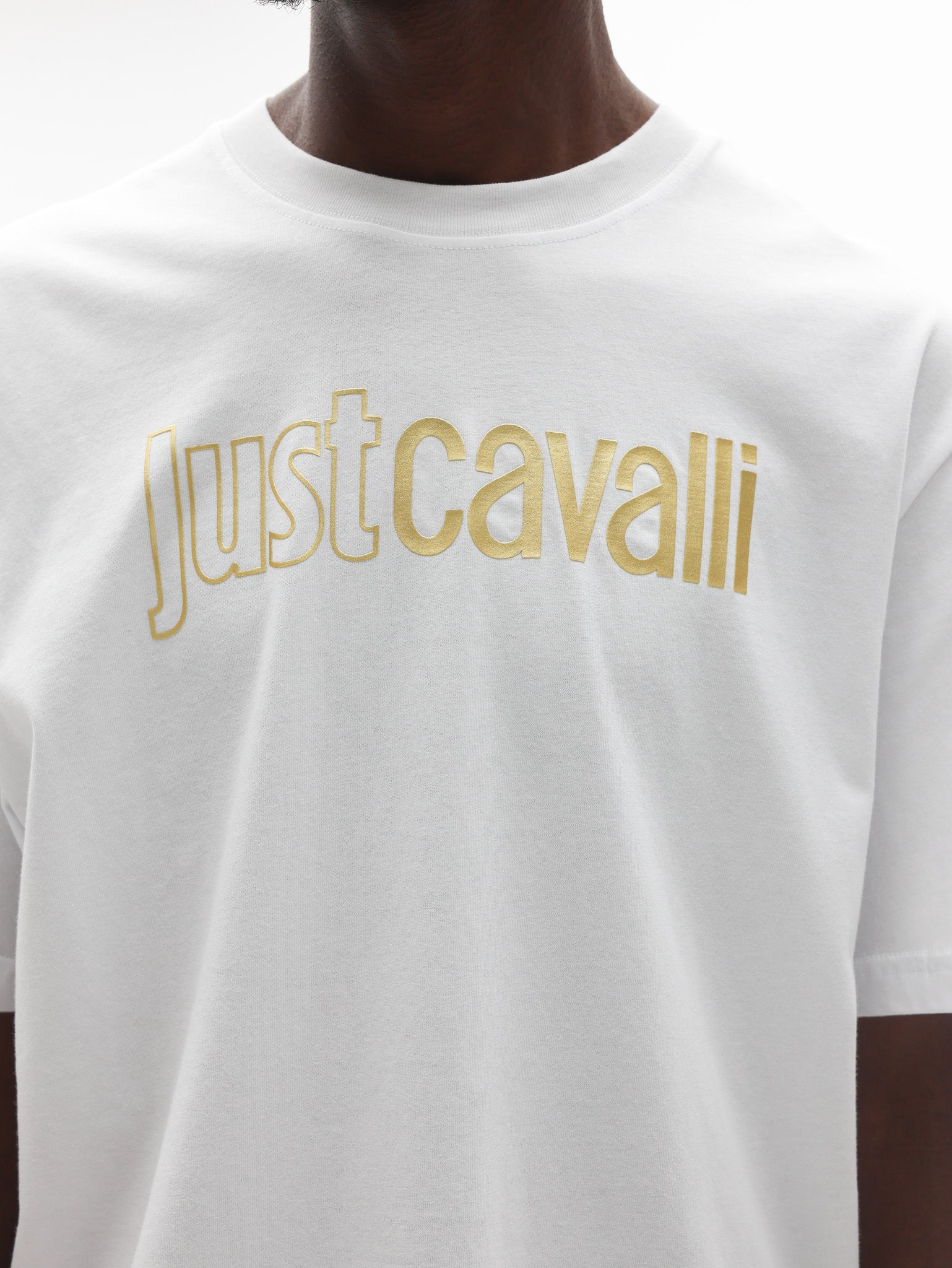 Just Cavalli T-Shirt Logo Gold Mat White-AL Capone Premium