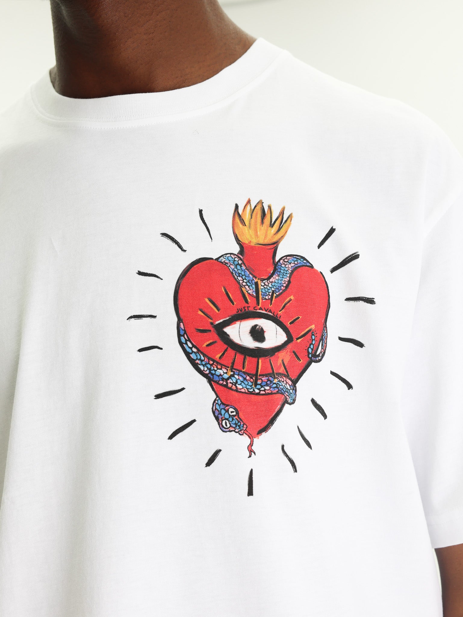 Just Cavalli T-Shirt Small Heart Tattoo White-AL Capone Premium