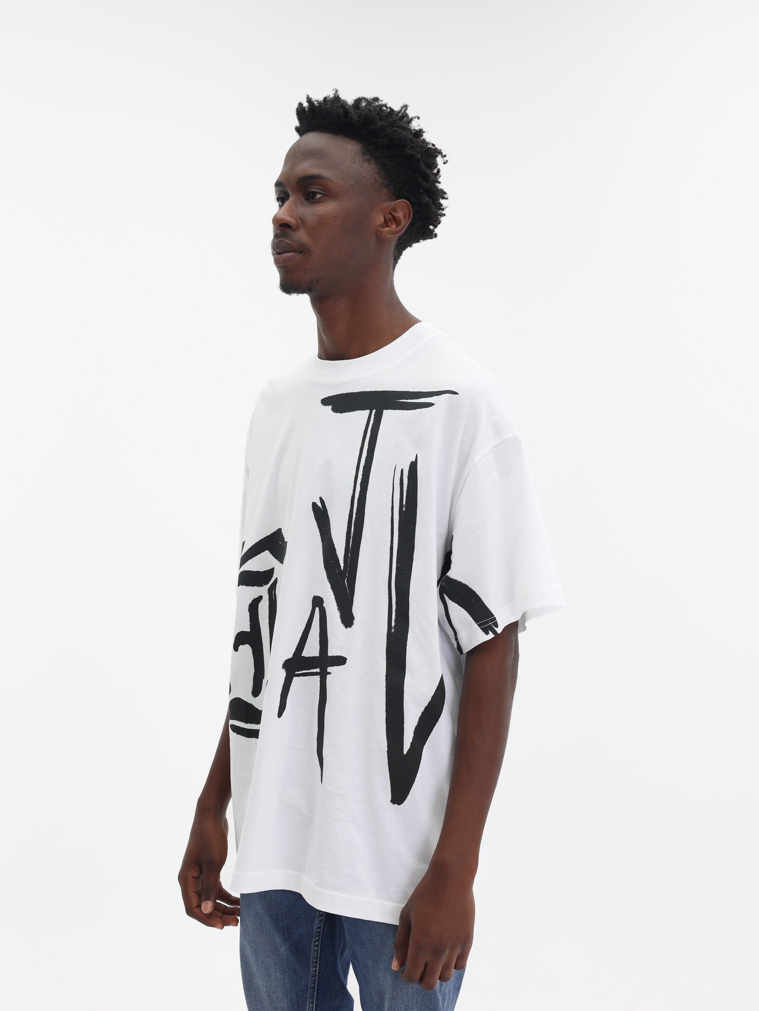 Just Cavalli T-Shirt Maxi Side Logo White-AL Capone Premium