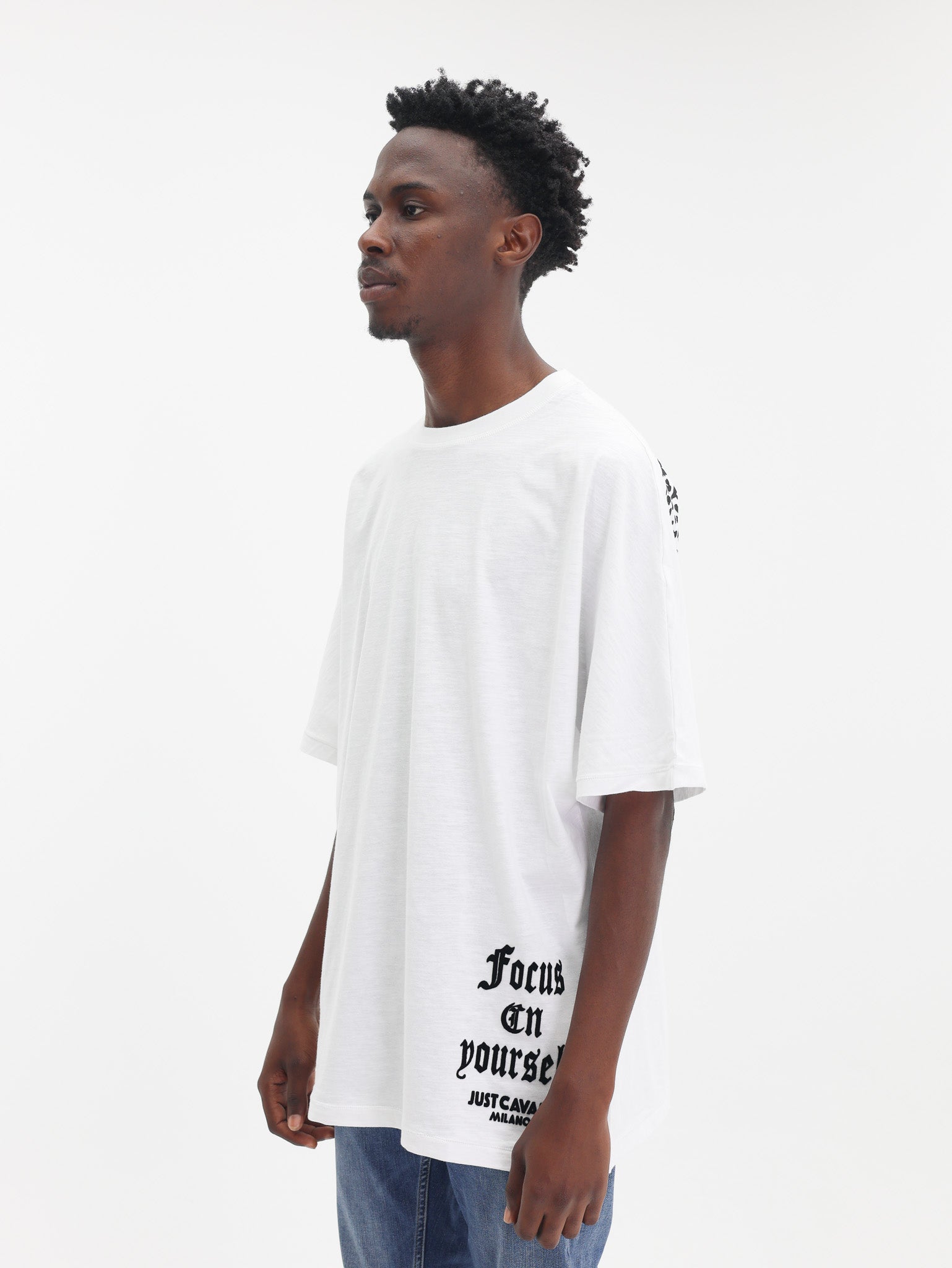 Just Cavalli T-Shirt Slub Back Print Leo White-AL Capone Premium