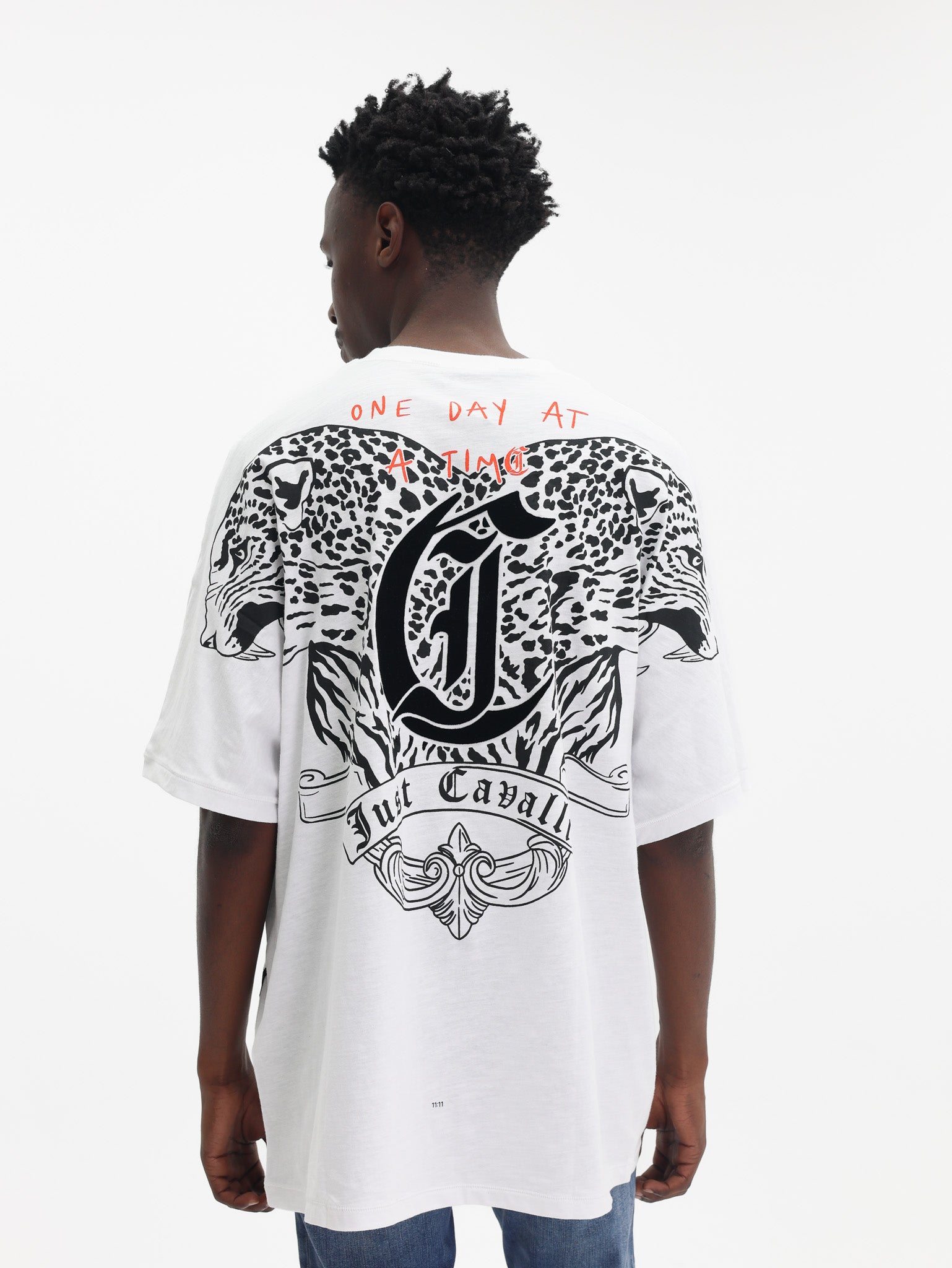 Just Cavalli T-Shirt Slub Back Print Leo White-AL Capone Premium