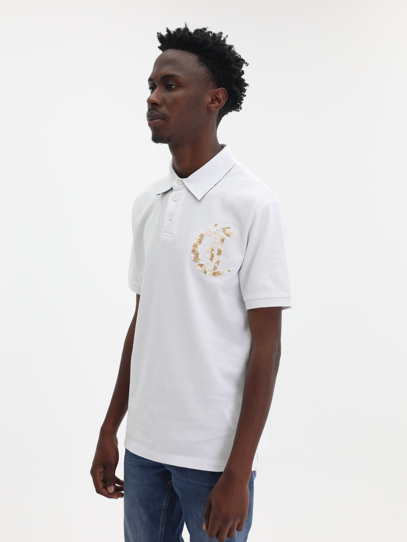 Just Cavalli Golfer Flower Embroidery White-AL Capone Premium