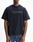 Jil Sander T-Shirt Black Print Crew Navy