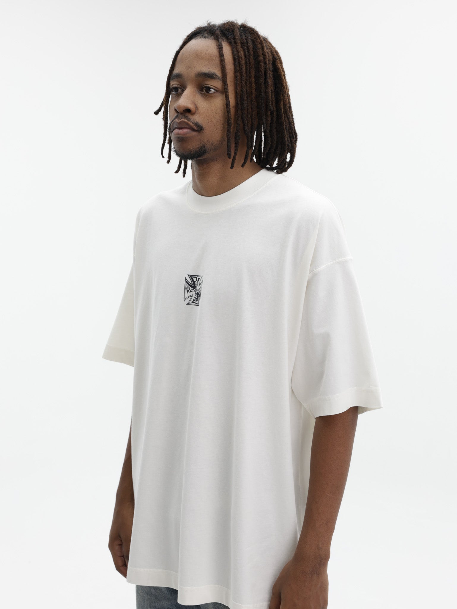 Vetements T-Shirt Biker Cross Logo Vanilla - AL Capone Premium