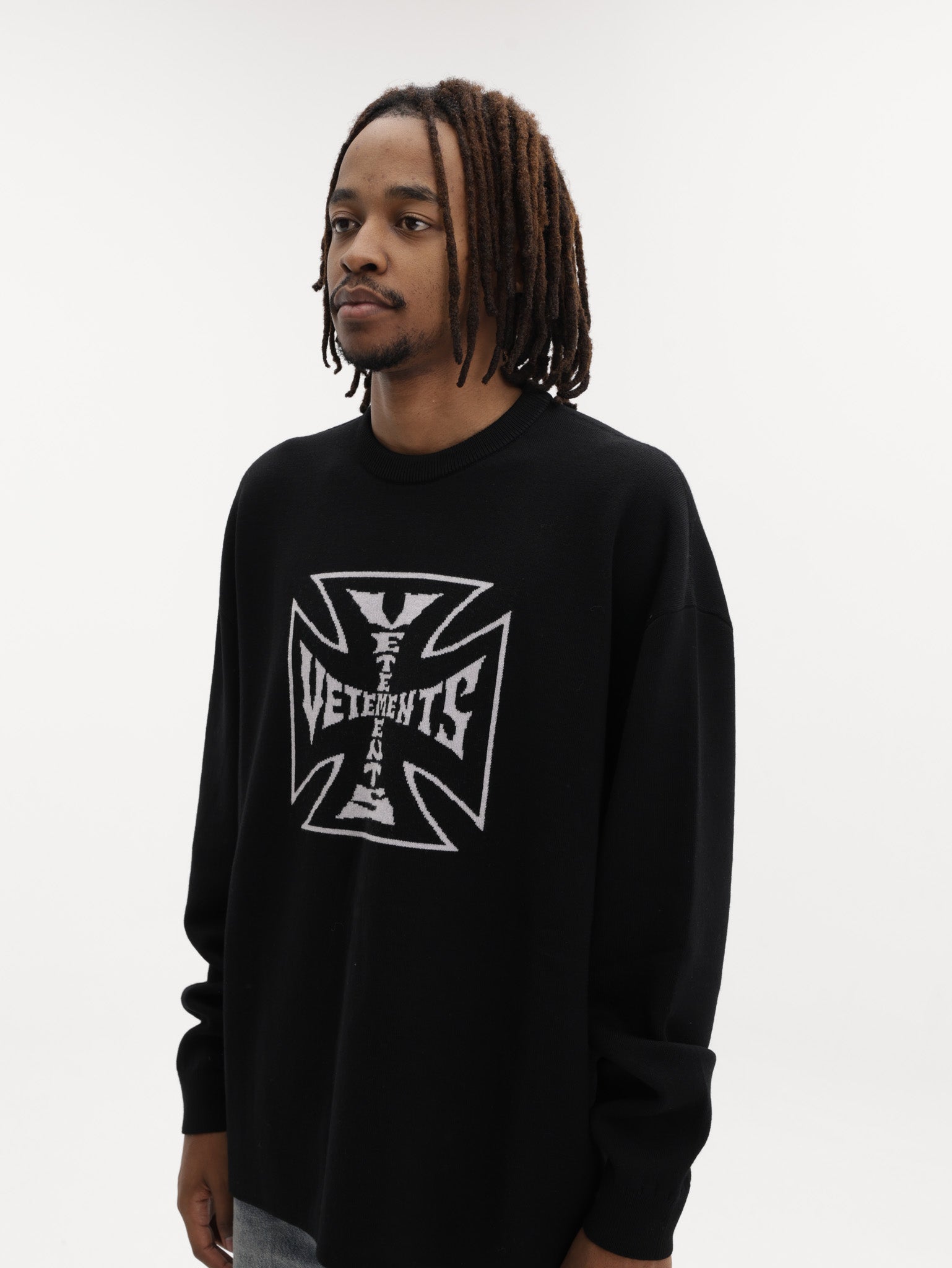 Vetements Sweater Double Biker Cross Logo Black - AL Capone Premium
