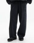 Vetements Track Pants Embroidered Biker Cross Stripe Washed-Out Black