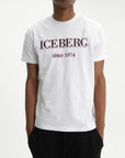 Iceberg T-Shirt Black Logo Print Crew White