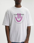 Iceberg Jeans T-Shirt Purple Smiley Print White