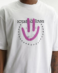 Iceberg Jeans T-Shirt Purple Smiley Print White