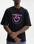 Iceberg Jeans T-Shirt Purple Smiley Print Black